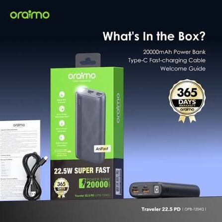 Oraimo 20000mAh Power Bank Fast Charge